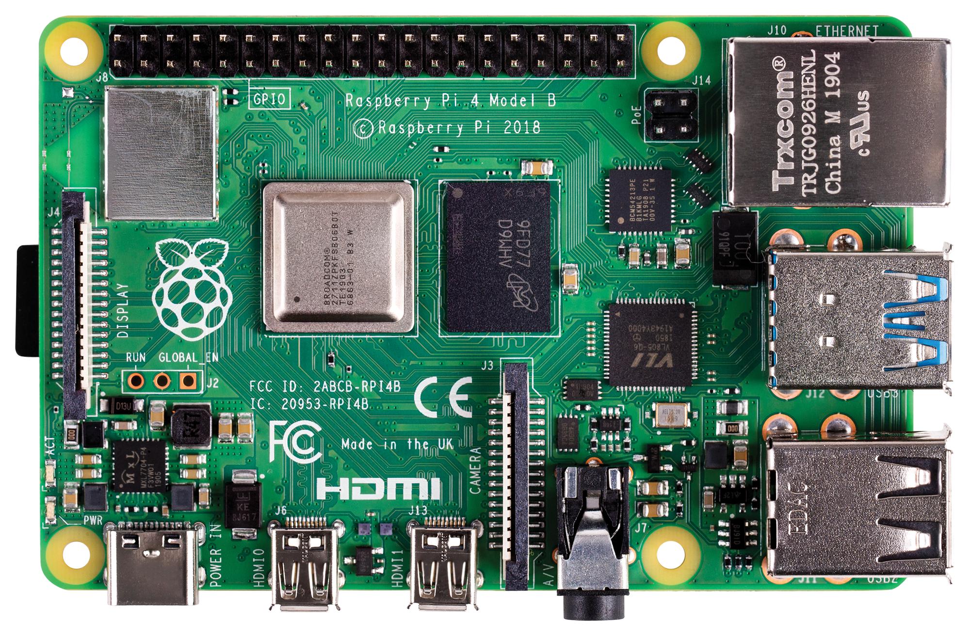 RPI4-MODBP-4GB RASPBERRY-PI, SBC, Raspberry Pi4 B 4GB