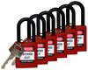 BRADY SFTY PADLOCK NYLON 38MM SHA RED 6/PAC