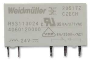 WEIDMULLER 1454430000 Power Relay, SPDT, 24 VDC, 6 A, TERM Series, Through Hole, Non Latching