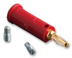 POMONA 2944-2 Banana Test Connector, Plug, Cable Mount, 5 A, 2.5 kV, Gold Plated Contacts, Red