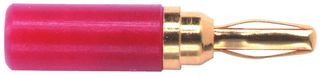 POMONA 3690-2 Banana Test Connector, Plug, Cable Mount, 5 A, 2.5 kV, Gold Plated Contacts, Red