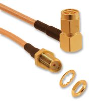 AMPHENOL RF 135111-02-M1.00 RF / Coaxial Cable Assembly, 3 ft, 1 m, RG174/U, SMA Right Angle Plug, SMA Bulkhead Jack, 50 ohm