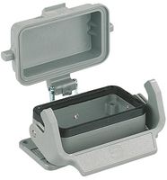 HARTING 09 30 010 0318 Heavy Duty Connector, Metal Cover, Low profile, Base, Bulkhead Mount, Aluminium Body, 1 Lever, 10B