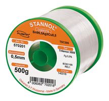 STANNOL TRILENCE 3505 0.5MM REL1 Solder Wire, 96.5/3/0.5, 0.5mm Diameter, 500g
