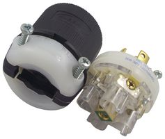 HUBBELL WIRING DEVICES HBL2811 Power Entry Connector, Power Entry, 30 A, Black, White, Nylon (Polyamide) Body, 208 V