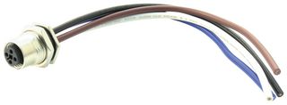 AMPHENOL LTW M12T-04PFFS-SF8B15 Sensor Cable, M12 Receptacle, Free End, 4 Positions, 150 mm, 5.9 ", M Series
