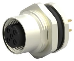 TE CONNECTIVITY T4141012051-000 Sensor Connector, M12, Female, 5 Positions, PCB Socket, Straight Panel Mount