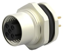 TE CONNECTIVITY T4141512041-000 Sensor Connector, M12, Female, 4 Positions, PCB Socket, Straight Panel Mount