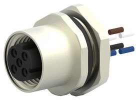 TE CONNECTIVITY T4171310504-001 Sensor Cable, D Coded, M12 Receptacle, Free End, 4 Positions, 200 mm, 7.87 ", T417 Series