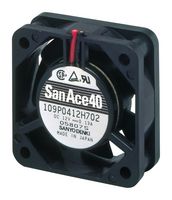 SANYO DENKI 109P0412M701 DC Axial Fan, 12 V, Square, 40 mm, 15 mm, Ball Bearing, 5.3 CFM