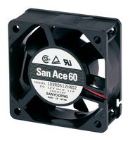 SANYO DENKI 109P0612K701 DC Axial Fan, 12 V, Square, 60 mm, 15 mm, Ball Bearing, 21.9 CFM