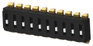 ALCOSWITCH - TE CONNECTIVITY EDS10SNRSTU04Q DIP / SIP Switch, Recessed Type, 10 Circuits, Slide, Surface Mount, SPST, 24 V, 25 mA