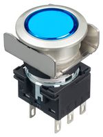 IDEC LB6MB-M1T6LS Industrial Pushbutton Switch, Flush Silhouette, LB Series, 18.2 mm, DPDT, Momentary, Round, Blue