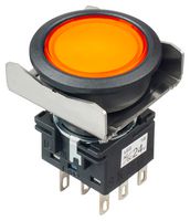 IDEC LBW6L-A1RT64WA Industrial Pushbutton Switch, Flush Silhouette, LBW Series, 22 mm, DPDT, Maintained, Flush, White