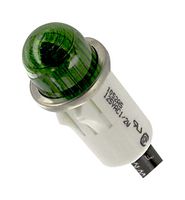 VCC / VISUAL COMMUNICATIONS COMPANY 1052A5 Neon Indicator, Non-Relampable, 125 VAC, Wire Leaded, Green, 12.7 mm, Dome