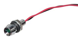 VCC / VISUAL COMMUNICATIONS COMPANY L60D-G5-W LED Panel Mount Indicator, Green, 5 VDC, 5.9 mm, 17 mA, 60 mcd, Not Rated