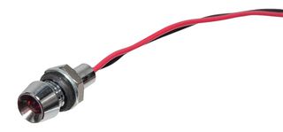VCC / VISUAL COMMUNICATIONS COMPANY L60D-R5-W LED Panel Mount Indicator, Red, 5 VDC, 5.9 mm, 20 mA, 60 mcd, Not Rated
