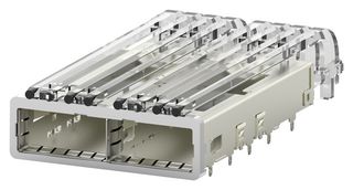 TE CONNECTIVITY 2315050-1 Cage, zQSFP+, 1 x 2 (Ganged), Without Heat Sink, With Light Pipe, Through Hole, Press-Fit