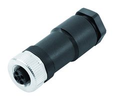 BINDER 99-0630-19-04 Sensor Connector, 813 Series, M12, Female, 4 Positions, Screw Socket, Straight Cable Mount