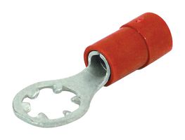 MOLEX 19075-0003 Ring Tongue Terminal, M4, #8, 18 AWG, 1.3 mm², InsulKrimp 19075 Series, Red