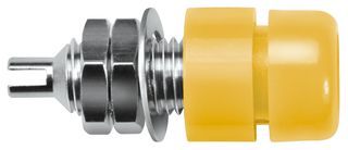 SCHUTZINGER IBU 401 NI / GE Banana Test Connector, Jack, Panel Mount, 32 A, 60 VDC, Nickel Plated Contacts, Yellow