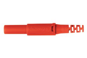 SCHUTZINGER SFK 30 S NI / OK / RT Banana Test Connector, Plug, Cable Mount, 32 A, 1 kV, Nickel Plated Contacts, Red