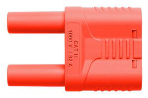 SCHUTZINGER SKURZ 6100 / 19-4 IG 2MB NI / RT Banana Test Connector, Plug, Cable Mount, 32 A, 1 kV, Nickel Plated Contacts, Red