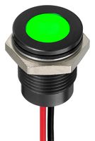 APEM Q14F5BXXHG220E LED Panel Mount Indicator, Green, 220 VAC, 14 mm, 3 mA, 250 mcd, IP67