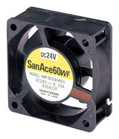 SANYO DENKI 9WF0624H401 DC Axial Fan, 24 V, Square, 60 mm, 25 mm, Ball Bearing, 23.66 CFM
