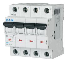 EATON MOELLER FAZ6-B6/4 Thermal Magnetic Circuit Breaker, 6kA, FAZ6 Series, 6 A, 4 Pole, 400 V, DIN Rail