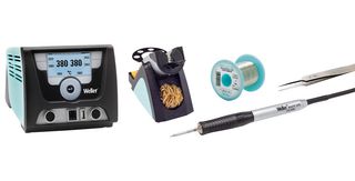 WX 2 2-channel soldering station with iron, tip, holder, solder wire and Erem Tweezers