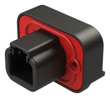 AMPHENOL SINE/TUCHEL ATP13-2P-BM03BLK Automotive Connector, Black, ATP Series, Right Angle Receptacle, 2 Contacts, PCB Pin