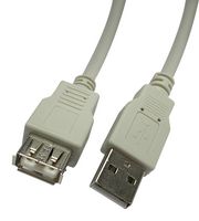 VIDEK 2490-3 USB Cable, Type A Plug to Type A Receptacle, 3 m, 9.8 ft, USB 2.0, Beige