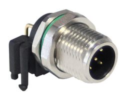 BULGIN LIMITED PXMBNI12RAM05APCM12 Sensor Connector, PXM Series, M12, Male, 5 Positions, PCB Pin, Right Angle Panel Mount