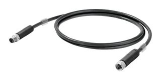 WEIDMULLER 2726060020 Ethernet Cable, IP67, M8, SPE Jack to SPE Plug, UTP (Unshielded Twisted Pair), Black, 2 m, 6.6 ft