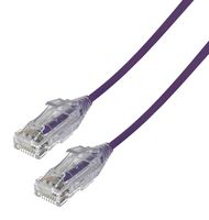 VIDEK 2994-0.5PR Ethernet Cable, Slim, Cat6, RJ45 Plug to RJ45 Plug, UTP (Unshielded Twisted Pair), Purple, 500 mm