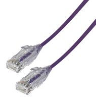 VIDEK 2994-1.5PR Ethernet Cable, Slim, Cat6, RJ45 Plug to RJ45 Plug, UTP (Unshielded Twisted Pair), Purple, 1.5 m