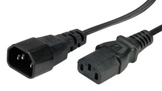 ROLINE 19.08.1510 Mains Power Cord, IEC 60320 C14 to IEC 60320 C13, 1 m, 10 A, 250 VAC, Black