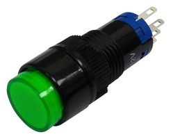 MULTICOMP PRO MP-PB5-AA2BG112V-IP40-8 Industrial Pushbutton Switch, 12V LED, 0.67 ", SPDT, Momentary, Round Flat, Green