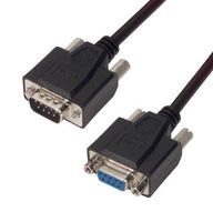 L-COM CSMNB9MF-25 Computer Cable, D Subminiature Plug, 9 Way, D Subminiature Socket, 9 Way, 25 ft, 7.6 m, Black