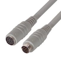 L-COM DK238MF-15 Computer Cable, Mini-DIN Plug, 8 Way, Mini-DIN Socket, 8 Way, 15 ft, 4.6 m, Grey, DK238MF Series
