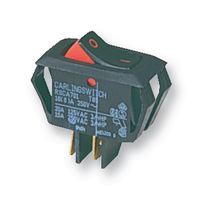 CARLING RSCA201-VB-B-9-V Rocker Switch, Off-On, SPST, Non Illuminated, Panel Mount, Black, RSC Series