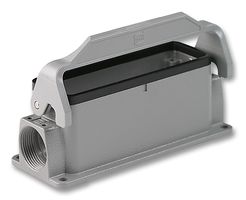 HARTING 09 30 024 1250 Heavy Duty Connector, Single Side Entry PG21, Base, Panel Mount, Side Entry, Aluminium Body