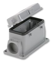HARTING 09 30 016 1220 Heavy Duty Connector, Single Side Entry PG21, Plastic Cover, 4 Pegs, Base, Panel Mount, Side Entry