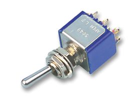 APEM 5647AB Toggle Switch, (On)-Off-(On), DPDT, Non Illuminated, 5000 Series, Panel Mount, 6 A