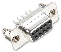 TE CONNECTIVITY 2301838-1 D Sub Connector, DB9, Standard, Receptacle, 9 Contacts, DE, Solder