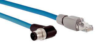 SICK SSL-2J04-F30MZ Sensor Cable, D Coded, RJ45 Plug, 90° M12 Plug, 4 Positions, 30 m, 98.4 ft