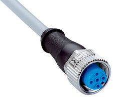 SICK YF2A24-300VB4XLEAX Sensor Cable, A Coded, Grey, M12 Receptacle, Free End, 4 Positions, 30 m, 98.4 ft