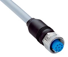 SICK YF2A28-300VA6XLEAX Sensor Cable, A Coded, Grey, M12 Receptacle, Free End, 8 Positions, 30 m, 98.4 ft