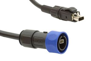 BULGIN LIMITED PXPSPE4030/2M/22 Ethernet Cable, 22AWG, SPE Buccaneer Plug to SPE Plug, Black, 2 m, 6.6 ft